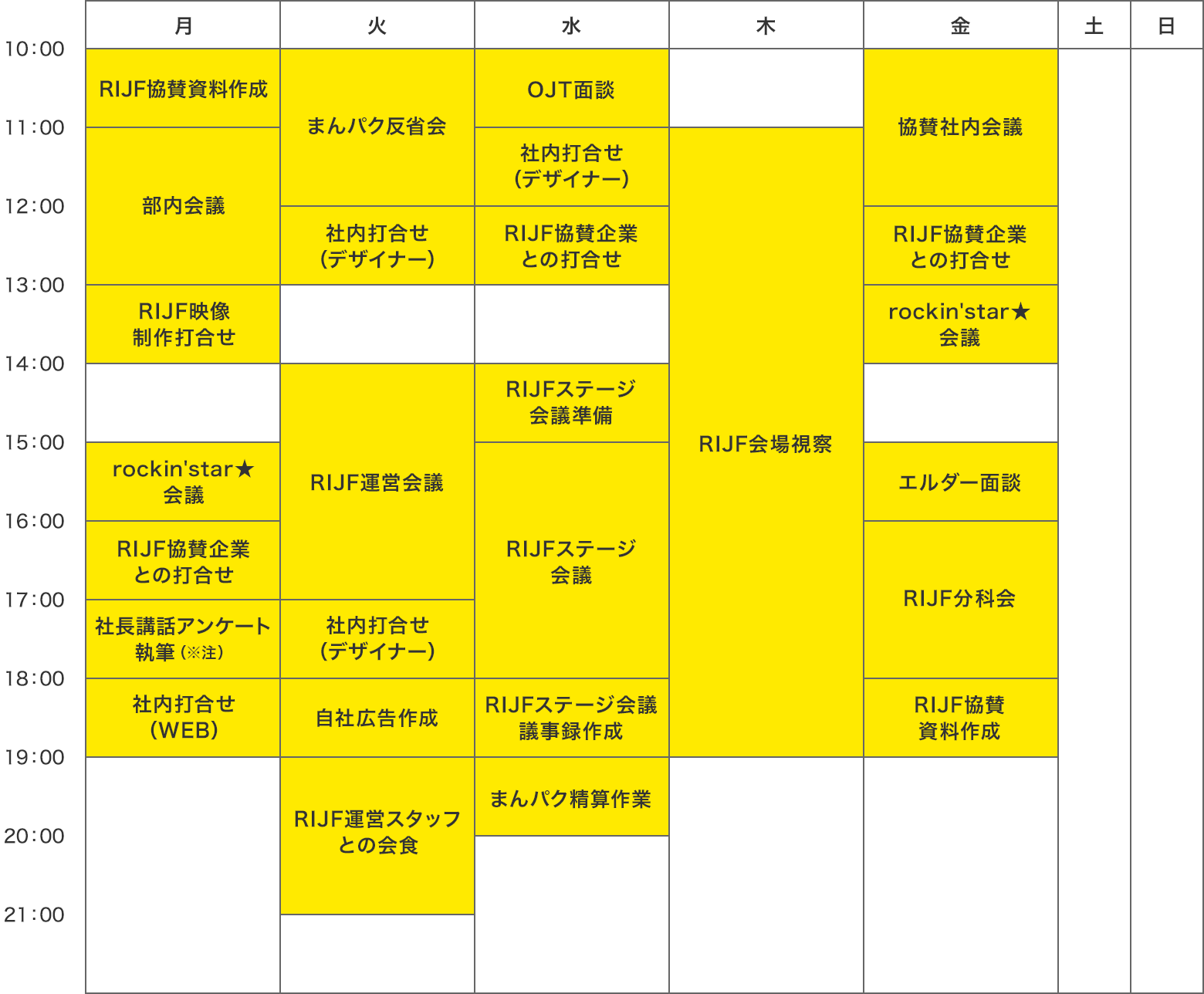 イベント部(制作担当) 5年目社員の1週間のスケジュール